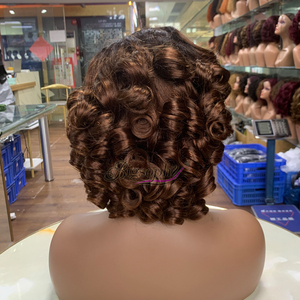 Glueless 5x5 Lace Vietnamese Hair <b>Wig</b>, 12 Inch Bouncy Curl, Thick High Density, Lifelike Appearance, Convenient Daily Wear - Product Image 2