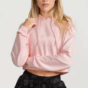 Sudadera con Capucha Ligera Personalizada al por Mayor, Sudadera de Algodón con Bordado, Ropa de Calle Informal, Sudadera Corta Moderna con Logotipo para Mujer - Product Image 1