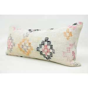 Coussin Kantha en laine multicolore 16x36 pouces Coussin décoratif tissé avec motif vintage - Product Image 4