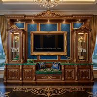 Ensemble de canapés en velours émeraude baroque sur mesure OE-FASHION, bois sculpté à la feuille d'or, ensemble de mobilier FF&E pour salon de villa