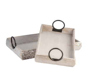 Plateau de service en bois à poignée en métal Accessoires de cadeau de fête d'anniversaire de bonne qualité Plateau de fabrication indienne - Product Image 4