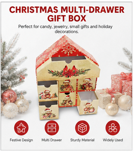 Custom Red House Shaped Advent <b>Calendar</b> Box with 9 Drawers Rigid Cardboard Christmas Blind Box Mystery Packaging for Gift - Product Image 3