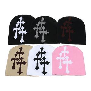 Sombrero Jacquard de punto cruzado Y2k para hombre, sombrero de hip-hop europeo y americano, gorro de calle de tendencia para deportes al aire libre - Product Image 1