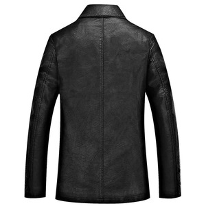 Chaqueta de piel de oveja suave para hombre con cuello levantado abrigos gruesos de moto para invierno tela de lona de estilo clásico de negocios - Product Image 3