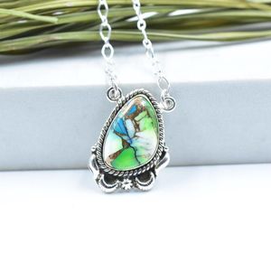 Sterling Silver Necklace With <b>Peacock</b> Dahlia Turquoise Handmade Adjustable Chain <b>Jewelry</b> For Women Artisan Look - Product Image 2