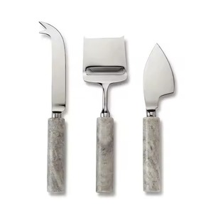 Juego de herramientas para queso de metal con mango de madera de acacia, incluye cuchillos para queso de desayuno y esparcidor de mantequilla - Product Image 6