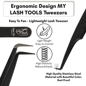 Pince à épiler professionnelle pour extensions de cils à pointe en fibre, courbée et droite, à pointe fine, à nano-pointe à 90 degrés, marque privée - Product Image 4