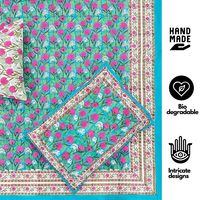 Turquoise bleu rose Floral reine-taille ensemble de literie 100% coton classique décor vibrant taies d'oreiller assorties Textile écologique
