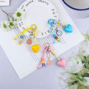 Mini mignon perlé porte-clés gland frais créatif sourire visage pendentif pour dames amour sac pendentif breloques étui Mobile porte-clés - Product Image 2