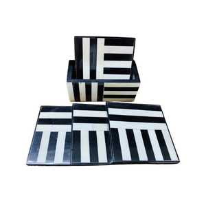 High Quality Bone Inlay Coasters Set of 4 Luxury Eco-Friendly Customizable Design Handmade Home Decor - Product Image 1