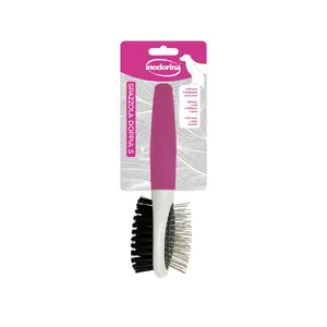 Professional Double Brush Product Inodorina - Small Double-Sided Pet Brush - Remove Dirt & Enhance Blood Flow