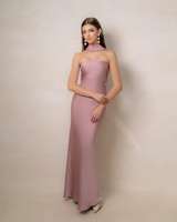 Robe longue en soie sans manches pour femmes élégantes robe longue de mariage robe de fiançailles teinte unie disponible grande taille