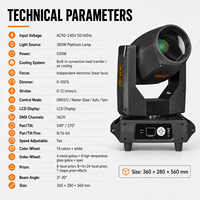Projecteur mobile Sharpy Beam Spot RGBW 20R 380W avec contrôle DMX512, Ra90 CRI, durée de vie de 20 000 heures pour les parcs à thème et les scènes