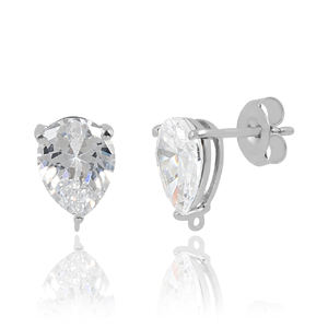 Luxury fine jewelry <b>earrings</b> 925 sterling <b>silver</b> white topaz gemstone <b>stud</b> <b>earring</b> jewelry fashion <b>earrings</b> manufacturer - Product Image 5