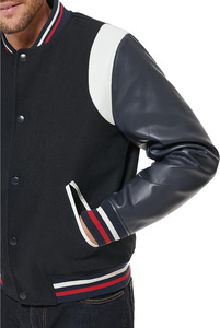 Chaqueta universitaria con logotipo personalizado, Mangas de cuero bordadas, chaqueta negra de béisbol universitaria para parejas, chaqueta Varisty Letterman 2026 - Product Image 5