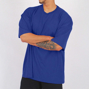 Camisetas en blanco a granel de Color sólido de algodón 100% de calidad superior para hombre, camiseta de gran tamaño con hombros caídos para hombre - Product Image 5