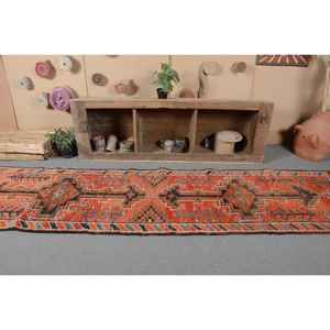 2.7x11.2 ft Vintage <b>Runner</b> Rug, Turkish <b>Red</b> Floral Rug - Product Image 4
