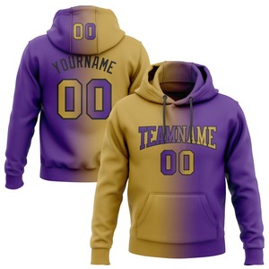 Vente en gros Livraison directe Sweat-shirt à capuche personnalisé cousu violet vieil or-noir dégradé mode sport - Product Image 1