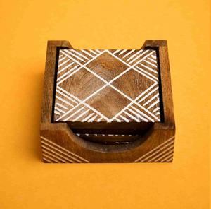 High Quality Square Wooden <b>Coaster</b> Set of Four Piece Wholesale Promotion Personalized Coffee <b>Drink</b> <b>Coasters</b> - Product Image 1