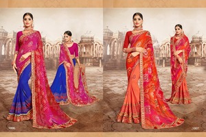 Saree de fiesta moderno de poliéster puro con borde de encaje Gotta Pati y borlas Reversible y sin arrugas - Product Image 6