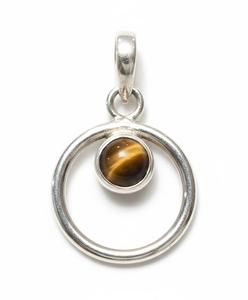 Bisel de Plata de Ley 925, banda martillada, colgante facetado, colgante de ojo de tigre, piedra natal chapada en plata, joyería fina para boda IGI - Product Image 1