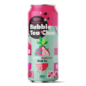 RITA Bubble Tea with Chia 490ml Can Raspberry Dragon Fruit Sabor Alta qualidade OEM ODM Fabricante Vietnam Fornecedor