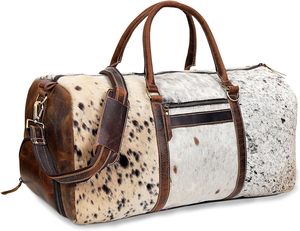 Vente en gros de sac polochon en cuir de vachette, sac de voyage unisexe de grande taille, sac polochon en cuir marron pour chaussures pour hommes et femmes - Product Image 1