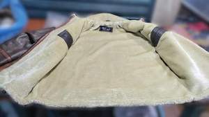 Piel de oveja genuina Sherpa Shearling Faux Fur Collar Vintage Aviator B3 Bomber Jacket Hombres 100% Cuero de piel de oveja Dry Clean Only - Product Image 5