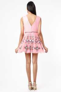 ชุดเดรสปาร์ตี้ทางการแขนกุดผ้าชีฟองปักลายดอกไม้แขนกุดผ้าไหมซักได้ฟรีไซส์ - Product Image 3