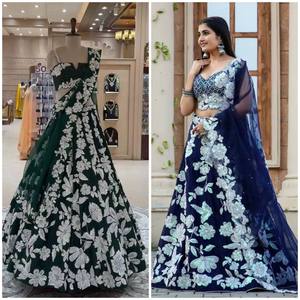 Superventas diseñador indio de alta calidad Georgette bordado Lehenga Choli Dupatta largo Anarkali vestido fiesta boda señoras - Product Image 1