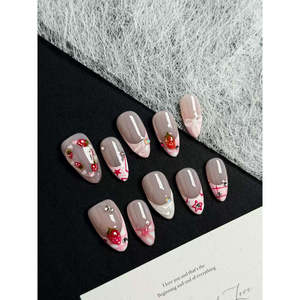Berry Starry Press-on Nail Art, diseño único con elegante patrón de bayas y estrellas, decoración de uñas fácil de aplicar - Product Image 3