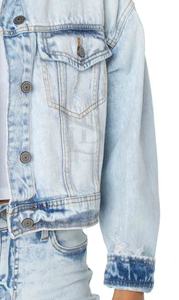 Chaquetas vaqueras lavadas para mujer, ropa de calle de verano para mujer, chaquetas cortas con relleno de algodón, servicio OEM al por mayor - Product Image 5