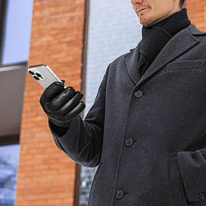 Gants en cuir véritable pour écran tactile, pour hommes, chauds et confortables, à porter au quotidien, pour les voyages par temps froid, le travail et les activités de plein air - Product Image 4