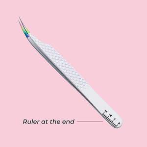 Private Label Luxury Japanese Stainless <b>Steel</b> 90 Degree Eyelash Tweezers Set Pointed Fiber Tip with <b>Ruler</b> End - Product Image 5