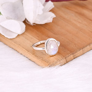 925 <b>Sterling</b> <b>Silver</b> Natural Rainbow Moonstone Gemstone <b>Adjustable</b> Handmade Designer Bridal Gift Statement Jewelry Fine <b>Rings</b> - Product Image 5