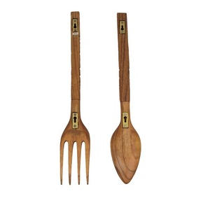 Serveur à salade en bois de qualité supérieure avec poignée design Serveur à salade en bois personnalisé Vaisselle Fourchette et cuillère de service Produit de table - Product Image 1