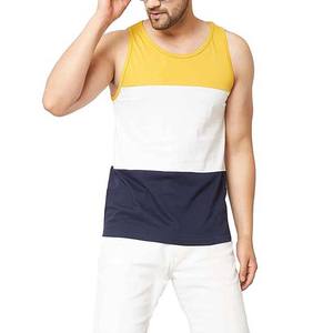 Nouvelle arrivée bloc couleur contraste débardeurs vêtements pour hommes chemises d'entraînement sans manches coton respirant vêtements d'été hommes débardeurs - Product Image 6
