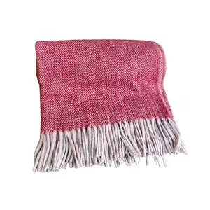 2025 Offre Spéciale nouveau Design Berry Red Diamond Herringbone Pattern couvertures en laine - Product Image 6