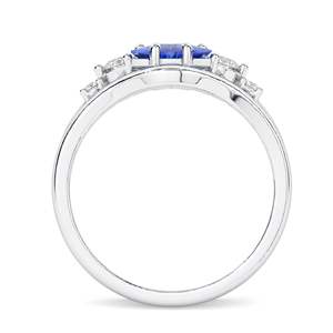 Royal Blue Trillion Cut Diamond 5 Stone Nupcial Set Anillo para mujer - Product Image 6