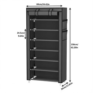 Scarpiera a 8 Ripiani in Tessuto, Mobile Minimalista per Soggiorno con Copertura Antipolvere e Chiusura Frontale, Convertibile ed Estensibile per Uso Domestico - Product Image 4