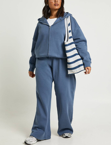Ensemble de survêtement décontracté 2 pièces pour femme, grande taille XL, veste zippée à séchage rapide et pantalon large, idéal pour l'entraînement hivernal - Product Image 2