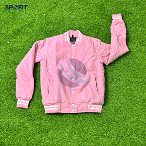 Veste universitaire de qualité supérieure pour hommes et femmes 100% laine couleur rose Couple vestes en gros Baseball Letterman vestes 2025 - Product Image 1