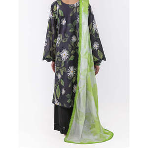 Ensemble 3 pièces noir non cousu pour femme, imprimé numérique, style pakistanais Salwar Kameez, tenue ethnique pour fête estivale, séchage rapide 2026 - Product Image 3