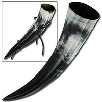 Mug Viking en corne naturelle écologique de qualité supérieure avec anneau en agate, taille et forme personnalisées, décoration religieuse vintage pour Halloween