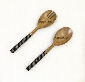 Best Quality Mango Wood <b>Salad</b> Server Set With Wicker Handle Kitchenware Wood Made <b>Salad</b> <b>Tools</b> Eco Material Serving Kitchen <b>Tools</b> - Product Image 4