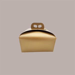 10 Uds. Gráficos dorados 245x245H130mm caja de regalo de piel de cartón para 1 Kg soporte Panettone suministros de vacaciones de Navidad - Product Image 4