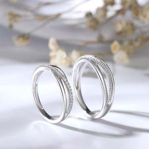 Jeulia Eternal Promise Crossover Sterling <b>Silver</b> Couple Wedding <b>Rings</b> with Cut Zircon - Product Image 6