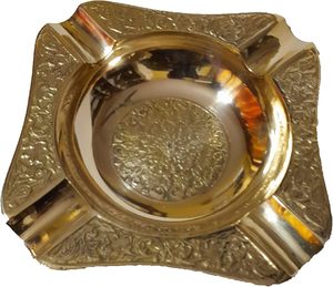 Cendrier Vintage en laiton massif gaufré pour cigarettes Porte-cigarette pour l'intérieur ou l'extérieur Patio, bureau et maison Cadeau fantaisie - Product Image 5