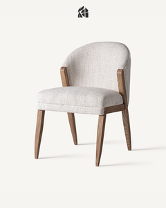 Chaise de salle à manger Arveliona en teck massif de qualité supérieure, design moderne du milieu du siècle, fabrication artisanale, mobilier de salle à manger de luxe, microfibre - Product Image 1