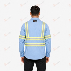 เสื้อเชิ้ตทำงานนิรภัยสำหรับผู้ชาย Tiierwear สีฟ้าอ่อน ผ้าฝ้าย แขนยาว สะท้อนแสง ระบายอากาศ ป้องกันแบคทีเรีย - Product Image 5